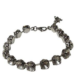Elegant Vintage Clear Rhinestone Silver Tone Tennis Bracelet Fashion Jewelry